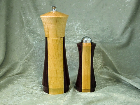 Maple and Cocobolo Shaker and Mill Set